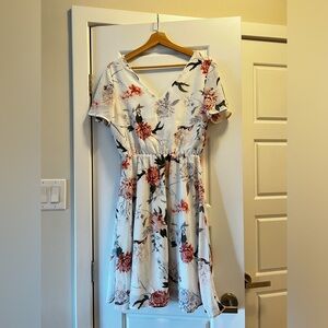 Floral Summer White Dress Women’s Size S
